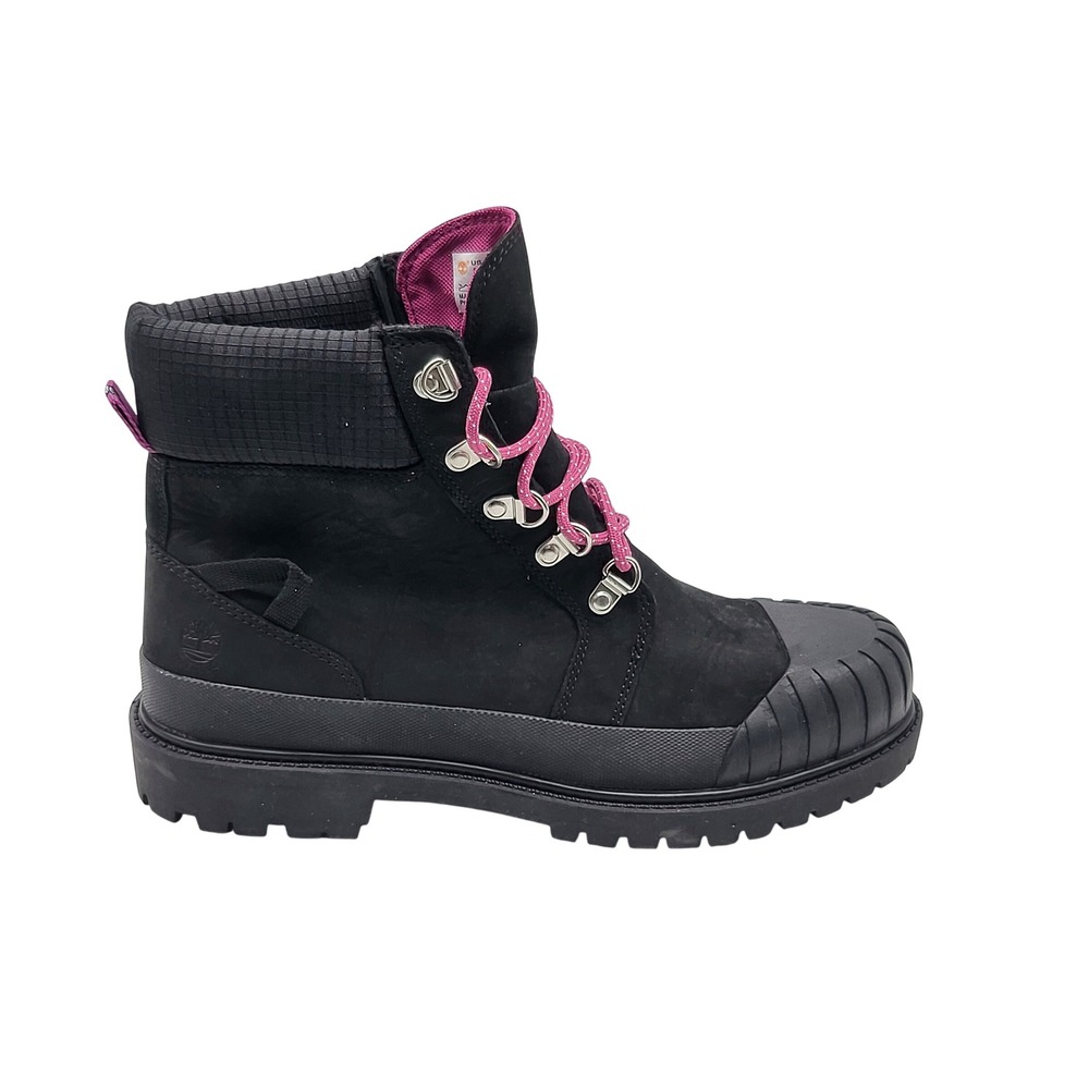 Timberland Waterproof Ankle‎ Boots Black Pink Accent Womens US 8.5